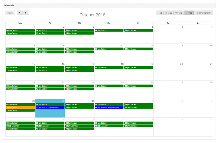 AppGini integrated resource calendar